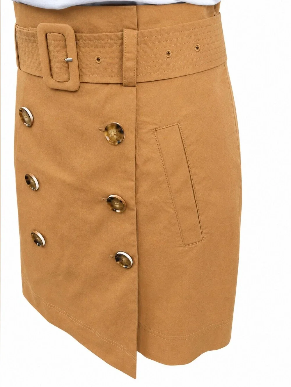 Veronica Beard Jeans Melany Dress White Camel Belted Utility NWT Size M